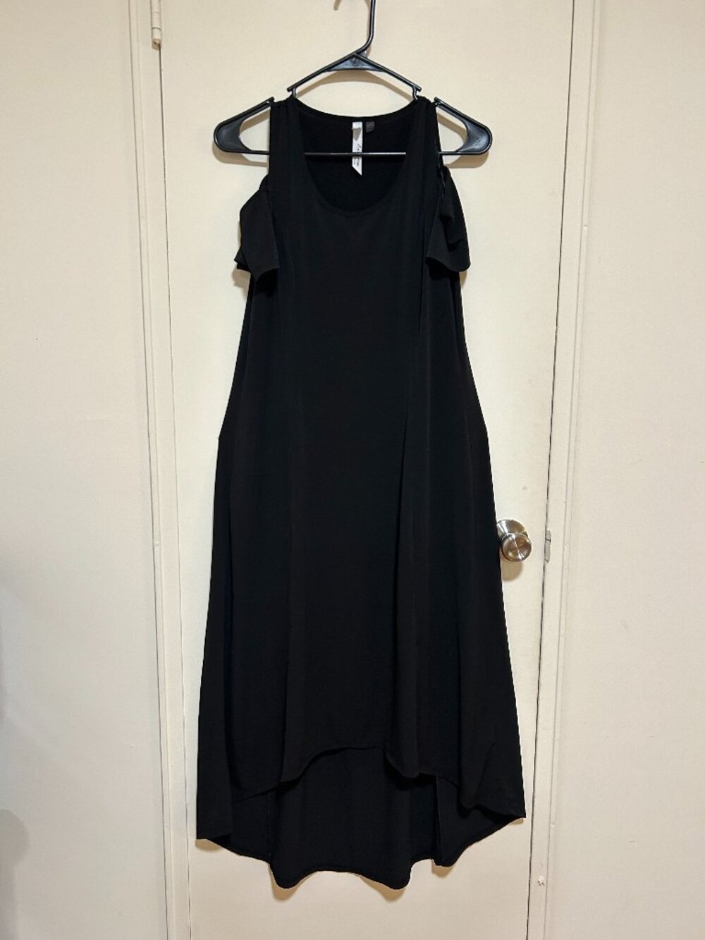 NY Collection -- black cold shoulder high low maxi dress